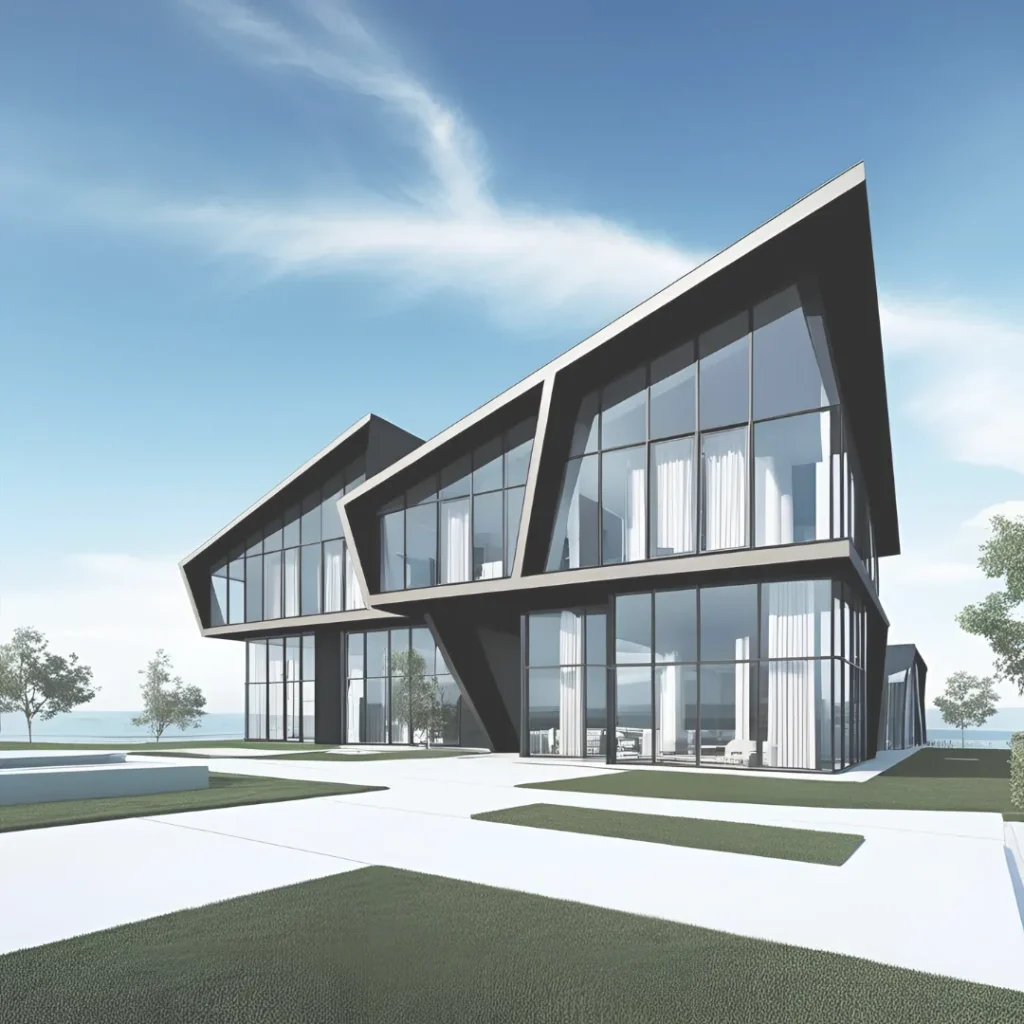 Σύγχρονη κατοικία με εντυπωσιακό αρχιτεκτονικό σχεδιασμό και μεγάλα γυάλινα ανοίγματα, δείγμα της μοντέρνας προσέγγισης στον σχεδιασμό χώρων στην Ελλάδα.